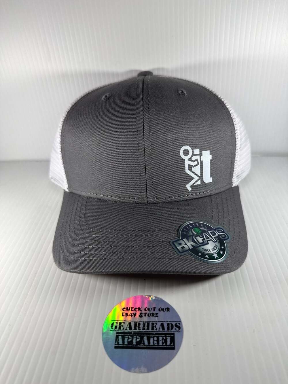 New BK Caps F It Stick Figure Funny Adult Humor Trucker Hat Snapback Gray/White